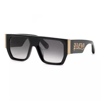 PHILIPP PLEIN MAN Saulesbrilles SPP094M540700 Melns Acetāta Rāmis Pelēka Polikarbonāta Lēca 54/18/145 mm