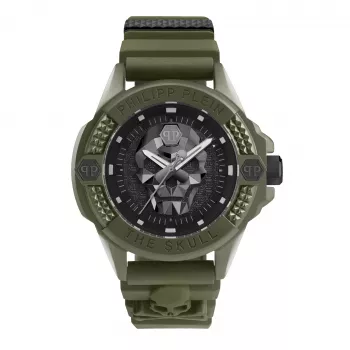 Philipp Plein vīriešu PWUBA0423 automātiskais skeleta pulkstenis 44mm melns silikons