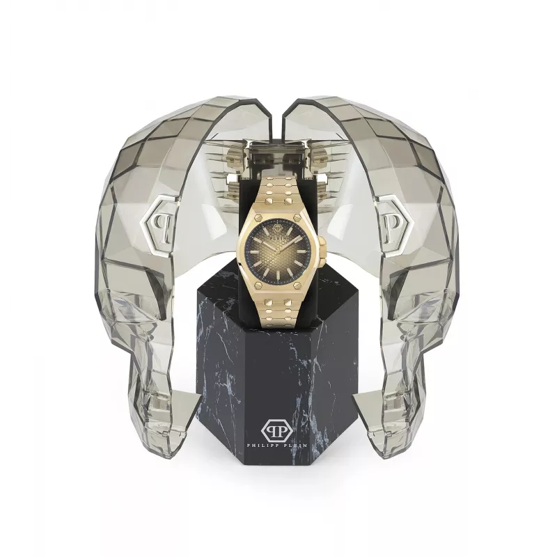 Philipp Plein vīriešu pulkstenis PWPMA0324 43mm melns skeleta ciparnīca silikona siksniņa
