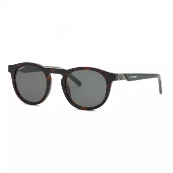 Philipp Plein Sport vīriešu saulesbrilles SSP035-520722 Melns taisnstūra acetāta rāmis Pelēkas lēcas 52mm