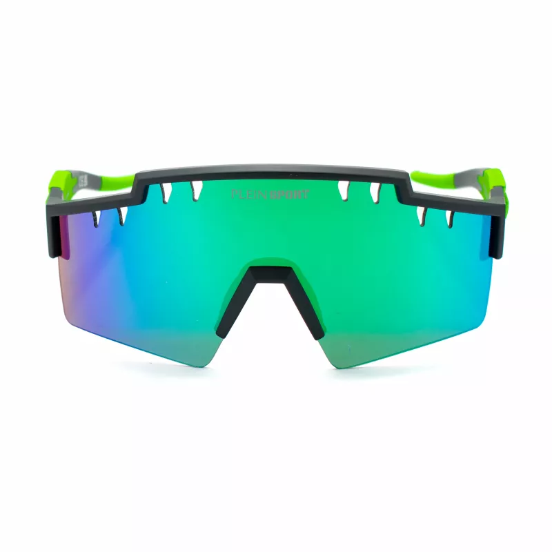 PHILIPP PLEIN SPORT SSP001-99U28V Vīriešu saulesbrilles - Melns rāmis, Pelēkas lēcas, Vairoga stils