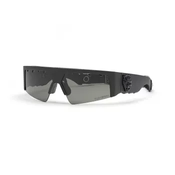 PHILIPP PLEIN SPORT SSP006V710U28 Vīriešu taisnstūra saulesbrilles - Melns rāmis, dūmu pelēkas lēcas - 71/12/130 mm