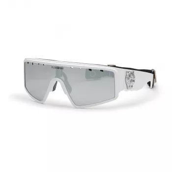 Philipp Plein Sport SSP007V995WWX Vīriešu saulesbrilles - Melns rāmis, Pelēkas lēcas