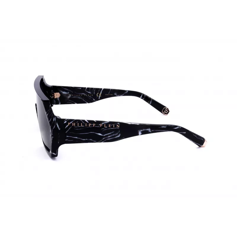 Philipp Plein SPP047-0Z21 Vīriešu saulesbrilles Melns rāmis Pelēkas lēcas 99mm