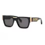 PHILIPP PLEIN SPP095M520700 Vīriešu kvadrātveida saulesbrilles, melns acetāta rāmis, pelēkas lēcas, UV400 52/21/145 mm