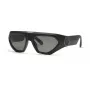 PHILIPP PLEIN SPP153-580U28 Vīriešu taisnstūra saulesbrilles, spīdīgs melns acetāta rāmis, dūmu pelēkas polikarbonāta lēcas, 58 mm