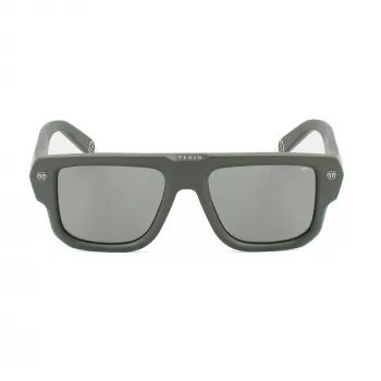 Philipp Plein SPP179-550Z29 Vīriešu saulesbrilles, melns acetāta rāmis, pelēkas polikarbonāta lēcas, 55/18/145 mm