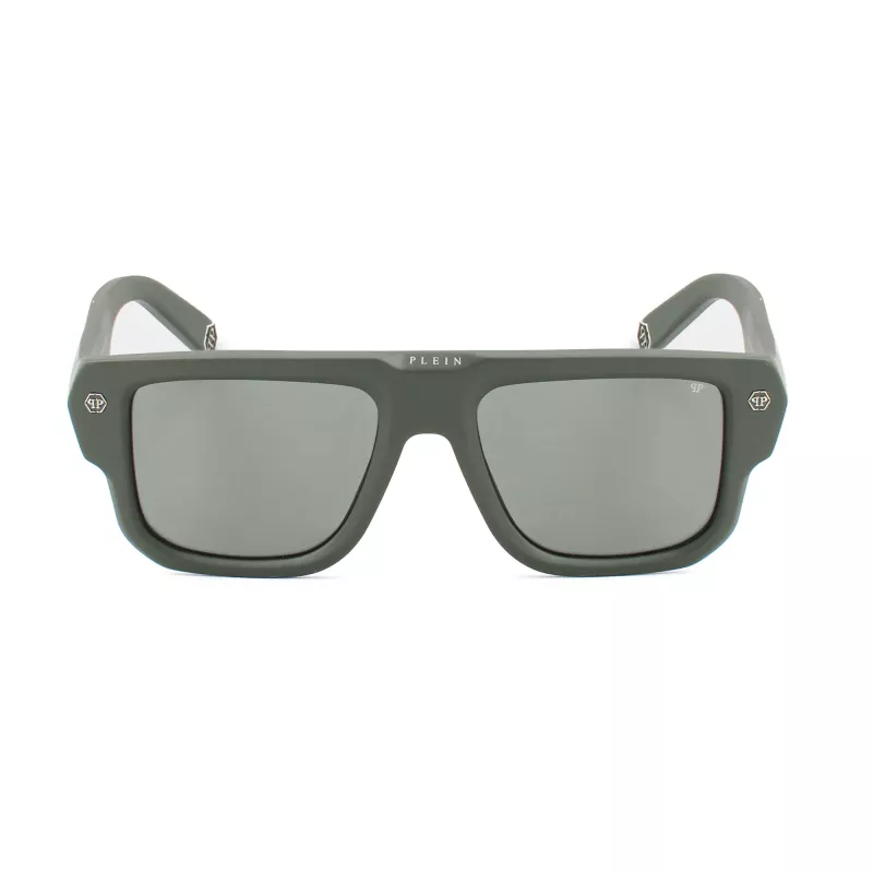 Philipp Plein SPP179-550Z29 Vīriešu saulesbrilles, melns acetāta rāmis, pelēkas polikarbonāta lēcas, 55/18/145 mm