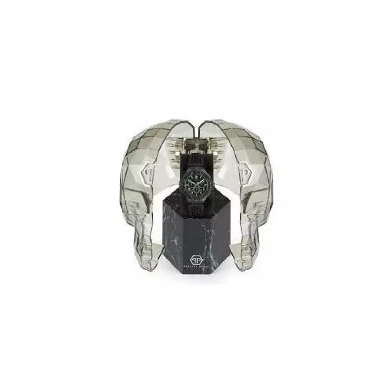 Philipp Plein The $keleton vīriešu automātiskais pulkstenis PWPRA0624 46mm nerūsējošais tērauds melns silikons