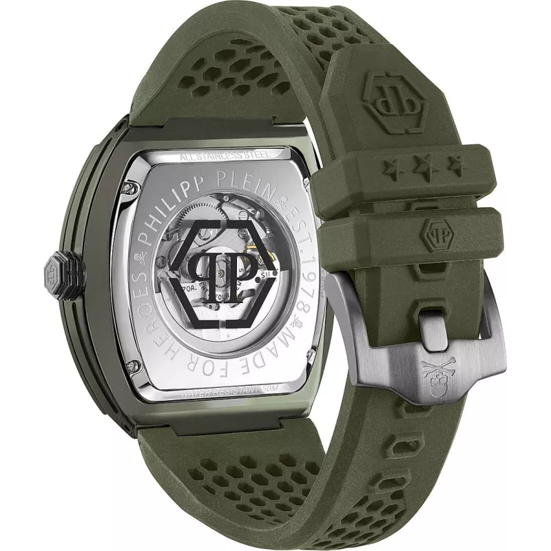 Philipp Plein The $kull Vīriešu Pulkstenis PWVBA0223 44mm Nerūsējošais Tērauds Kvarcs Melns Ciparnīca Silikona Siksniņa
