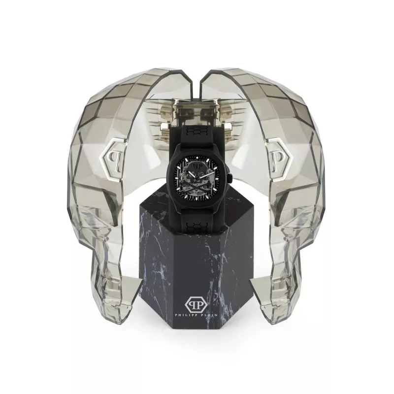 Philipp Plein The Skeleton Automātiskais vīriešu pulkstenis PWRAA0923 42mm Melns silikons