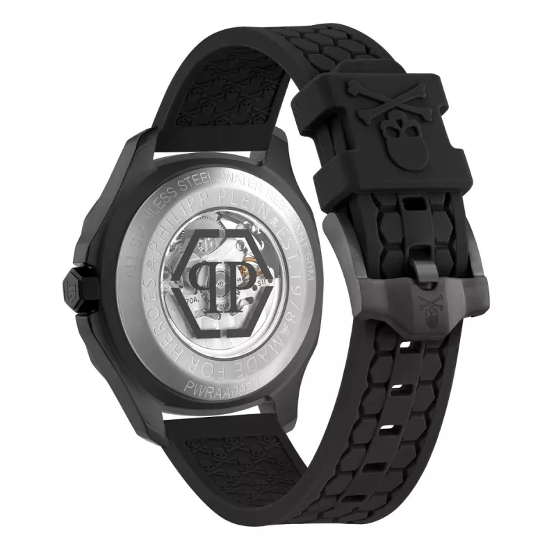 Philipp Plein The Skeleton Automātiskais vīriešu pulkstenis PWRAA0923 42mm Melns silikons