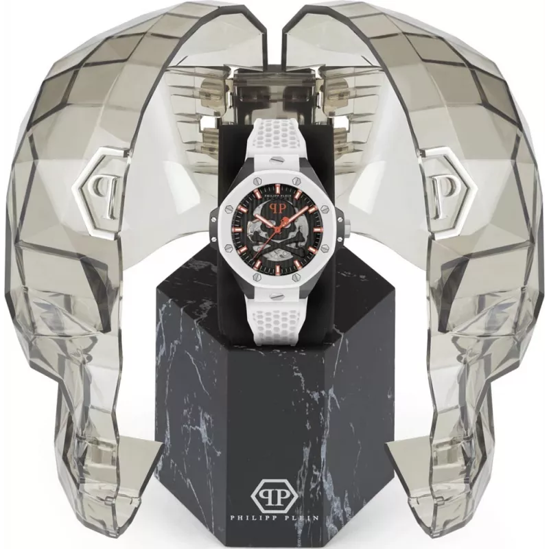 Philipp Plein The Skeleton vīriešu automātiskais pulkstenis PWPFA0724 46mm melns silikons