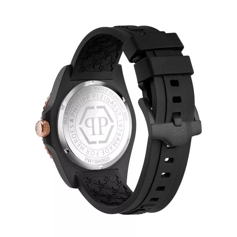 Philipp Plein The Skeleton vīriešu kvarca pulkstenis PWYBA0823 44mm melns silikons