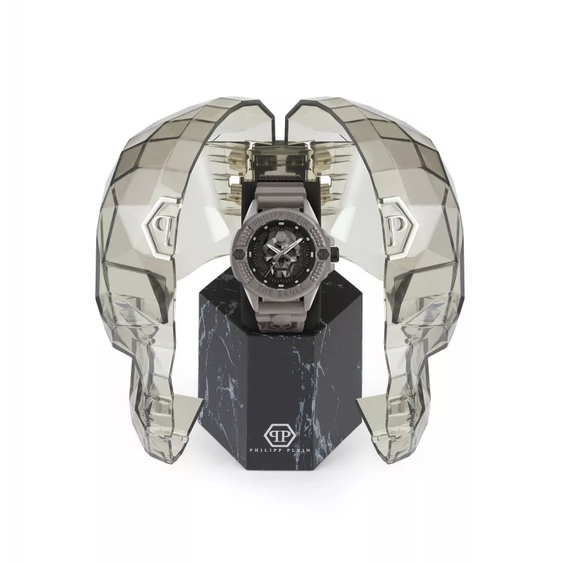 Philipp Plein The Skeleton vīriešu pulkstenis PWUBA0323 44mm Melns IP Nerūsējošais tērauds Silikons