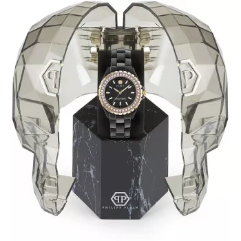 Philipp Plein The Skull Sieviešu kvarca pulkstenis 38mm Nerūsējošais tērauds Melns silikons PWPPA0324