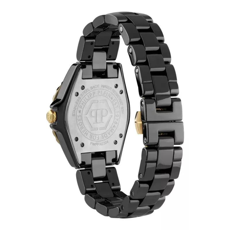 Philipp Plein The Skull Sieviešu kvarca pulkstenis 38mm Nerūsējošais tērauds Melns silikons PWPPA0324