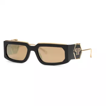 PHILIPP PLEIN Unisex saulesbrilles SPP119M58700G - Melns rāmis, pelēki gradienta lēcas 58mm