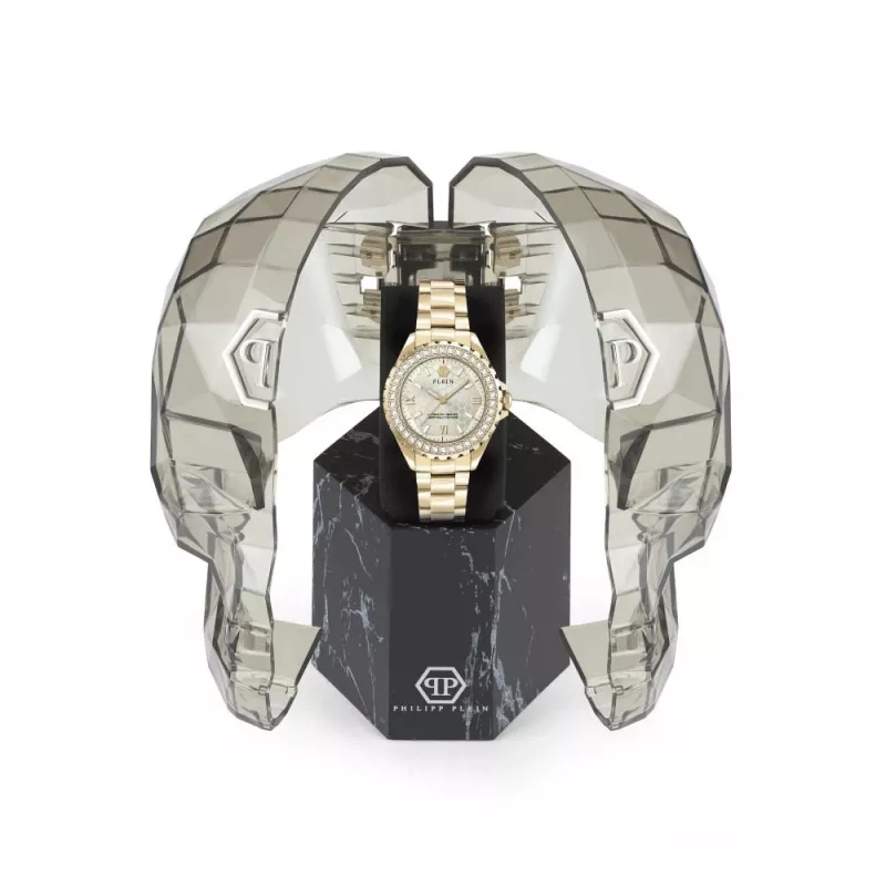 Philipp Plein Sieviešu PWPOA0624 The G.O.A.T. Kvarca Analogais Pulkstenis 38 mm Roze Zelta Krāsā