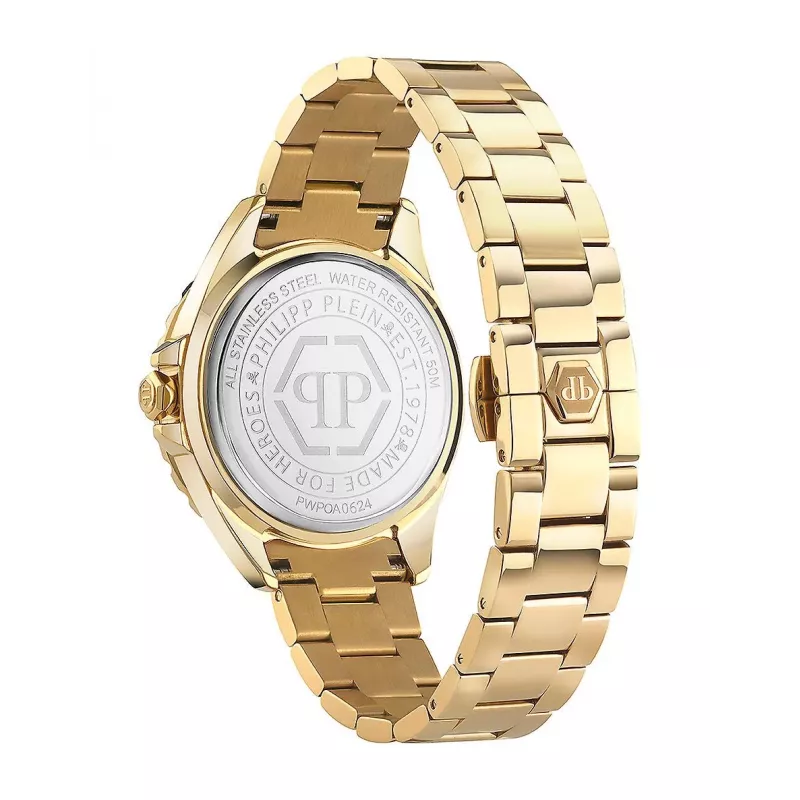 Philipp Plein Sieviešu PWPOA0624 The G.O.A.T. Kvarca Analogais Pulkstenis 38 mm Roze Zelta Krāsā