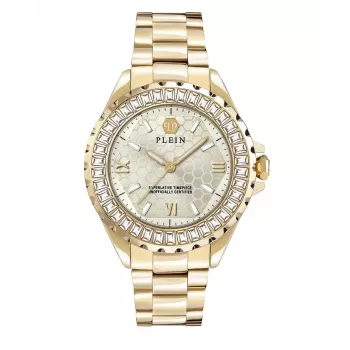 Philipp Plein Sieviešu PWPOA0624 The G.O.A.T. Kvarca Analogais Pulkstenis 38 mm Roze Zelta Krāsā