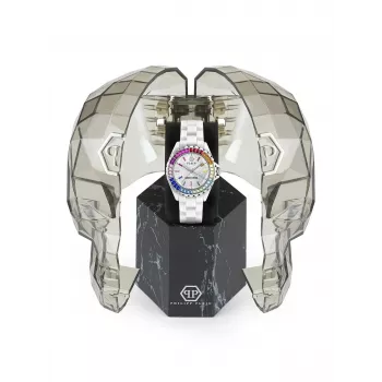 Philipp Plein Sieviešu PWPPA0124 The Skeleton Kvarca Pulkstenis 38mm Rožu Zelts PVD Nerūsējošā Tērauda Korpuss Melna Silikona Siksniņa
