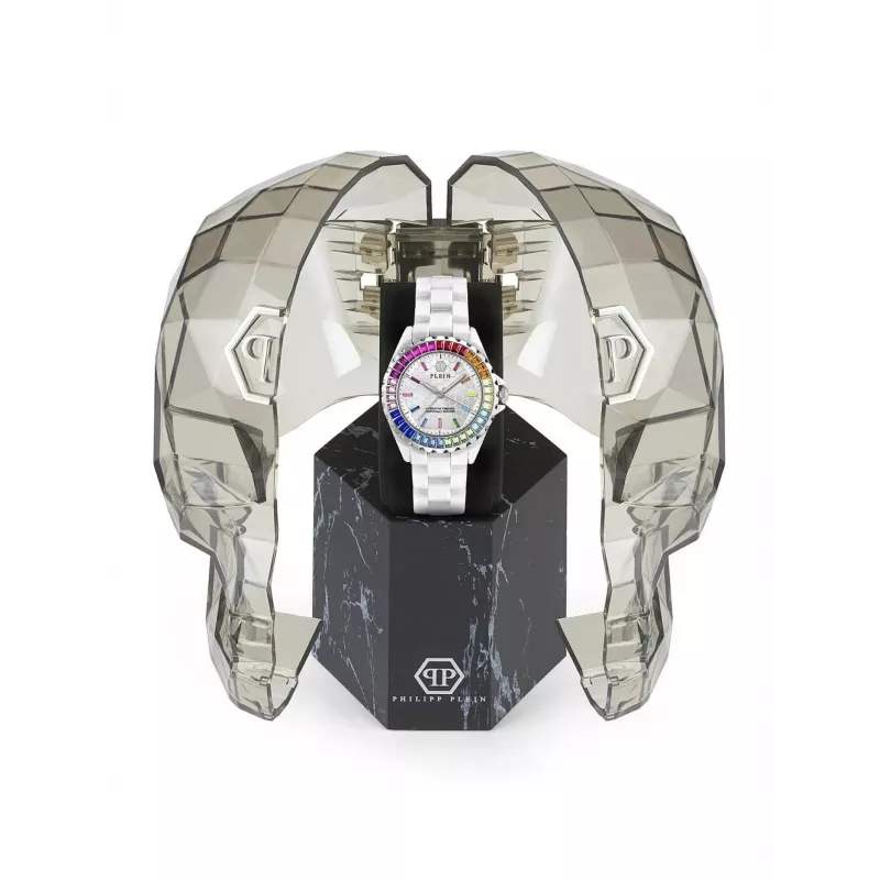 Philipp Plein Sieviešu PWPPA0124 The Skeleton Kvarca Pulkstenis 38mm Rožu Zelts PVD Nerūsējošā Tērauda Korpuss Melna Silikona Siksniņa