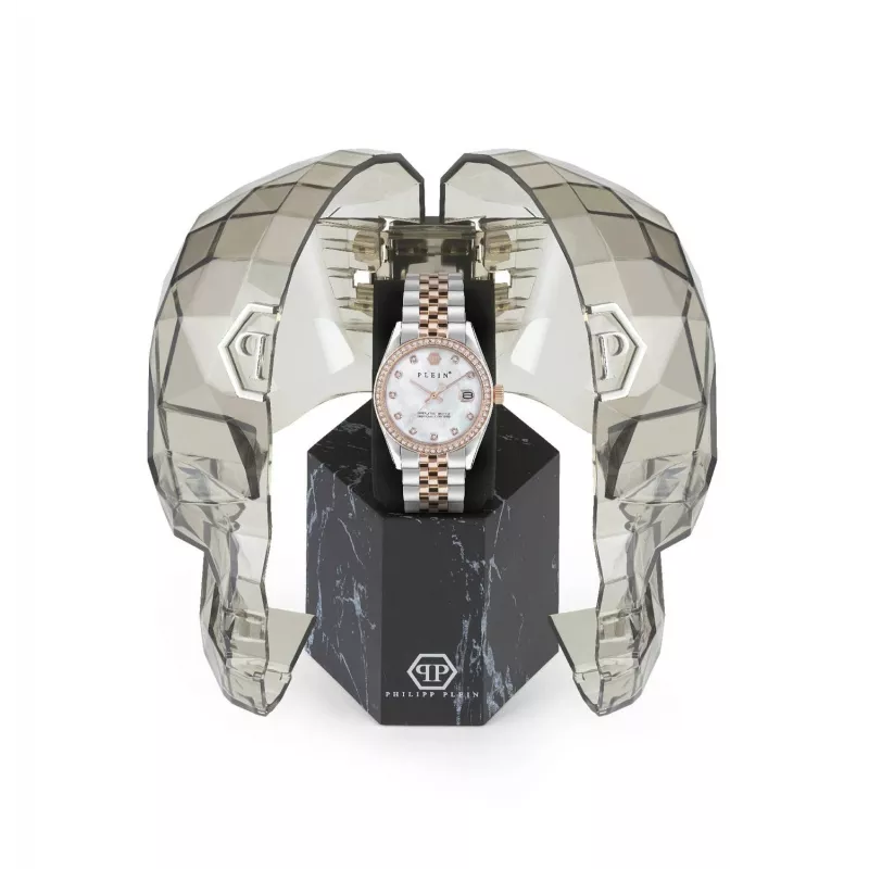 Philipp Plein Sieviešu PWYAA0223 The $kull Kvarca Analogais Pulkstenis 34mm Melna Silikona Siksniņa