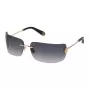 Philipp Plein Sieviešu saulesbrilles SPP027S950300 - Lielizmēra kvadrātveida vairogs, melns acetāta rāmis, pelēkas gradienta lēcas, UV400 aizsardzība