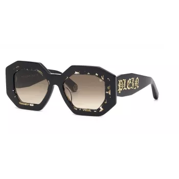 Philipp Plein Sieviešu saulesbrilles SPP098M530700 - Melns acetāta rāmis, pelēkas lēcas, 53 mm