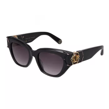 Philipp Plein Sieviešu saulesbrilles SPP140M510700 - Melns rāmis, pelēkas lēcas, 51 mm
