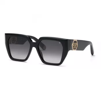 Philipp Plein Sieviešu saulesbrilles SPP160-570700 Melns acetāta rāmis Pelēkas lēcas 57mm