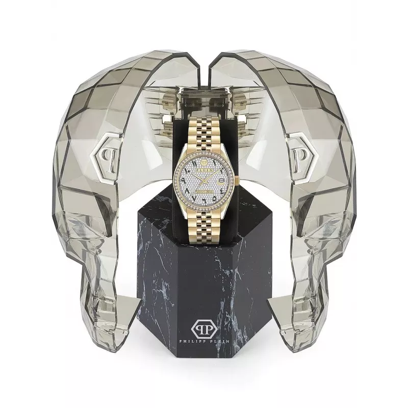 Philipp Plein Sieviešu pulkstenis PW2BA0223 38mm rozā zelta tonēts nerūsējošais tērauds balts silikons