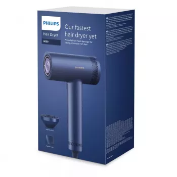 Philips 8000 Series BHD839/10 Fēns 1400 W Pusnakts zilā krāsā ar SenseIQ, ThermoShield, jonu kopšanu, aukstā gaisa funkciju, veidošanas sprauslu un difuzoru