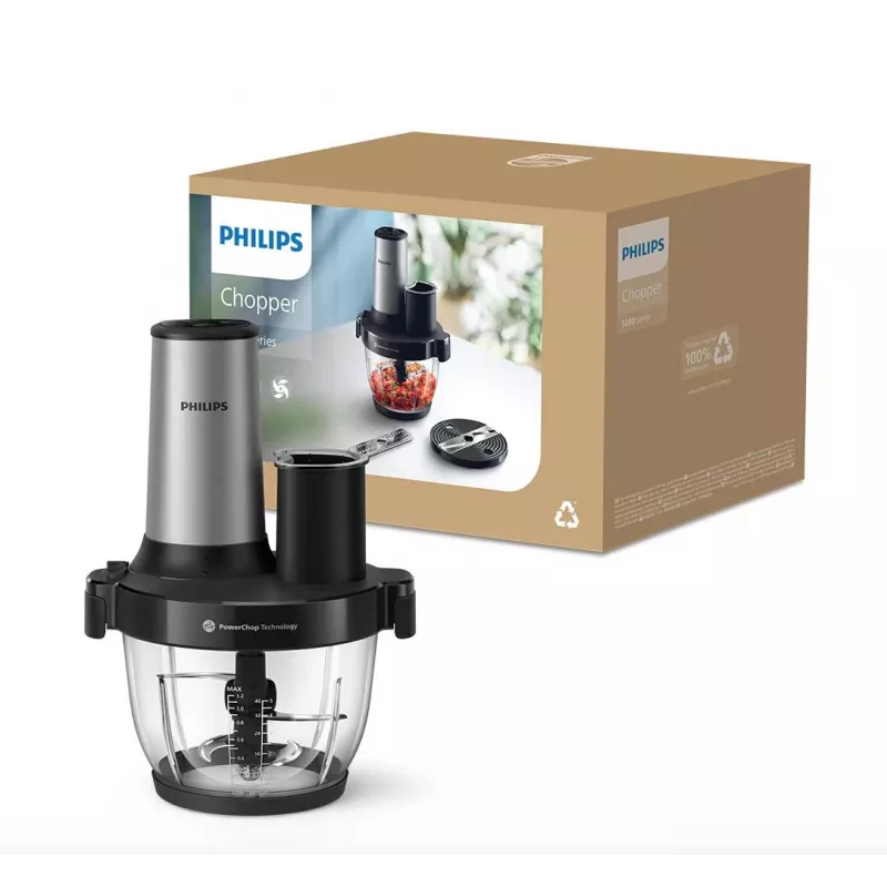 Philips Series 5000 Virtuves kombains Smalcinātājs HR1504/00, 800 W, 2,1 L bļoda, Balts