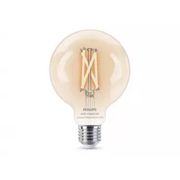 Philips Smart Wi-Fi G95 E27 viedā LED spuldze, regulējama baltā gaisma 2700-6500K, 60 W ekvivalents, caurspīdīga