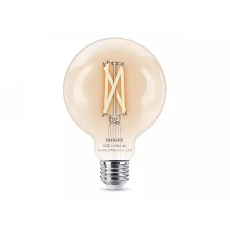 Philips Smart Wi-Fi G95 E27 viedā LED spuldze, regulējama baltā gaisma 2700-6500K, 60 W ekvivalents, caurspīdīga
