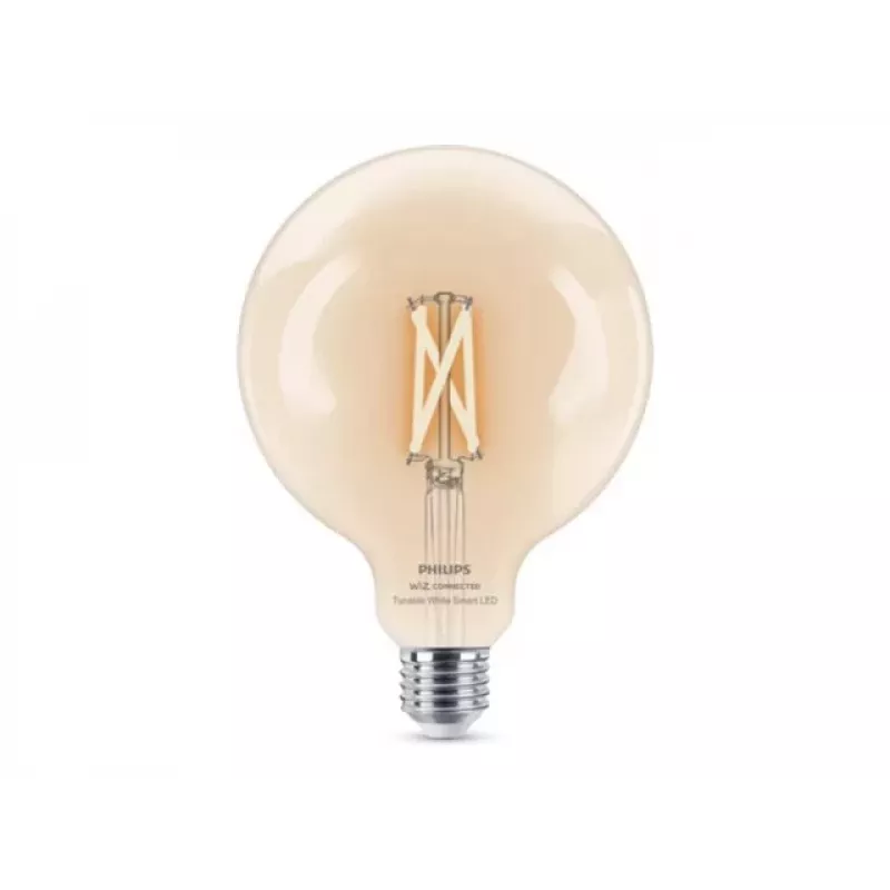 Philips Smart Wi-Fi LED Spuldze G125 E27 7W (60W ekvivalents) Maināma baltā gaisma, Caurspīdīga