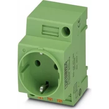 Phoenix Contact EO-CF/PT/GN Vadības skapja kontaktligzda, F tipa Schuko, Push-in, zaļa, 250V/16A, IP20, 804039