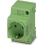 Phoenix Contact EO-CF/PT/GN Vadības skapja kontaktligzda, F tipa Schuko, Push-in, zaļa, 250V/16A, IP20, 804039