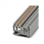 Phoenix Contact PT 2,5-TWIN/1P iespraužams caurlaides spaiļu bloks, pelēks, 24A, 500V, DIN sliedes stiprinājums, 26-12 AWG, 3 savienojumi