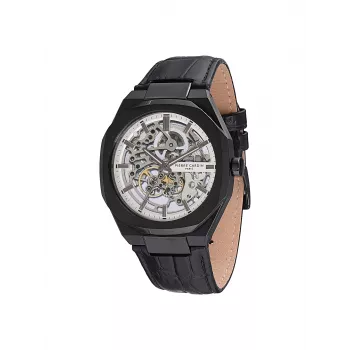 Pierre Cardin vīriešu analogais kvarca pulkstenis CF.1002.LB.1 42mm melns ciparnīca ādas siksniņa