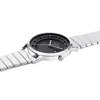Pierre Cardin vīriešu analogais kvarca pulkstenis CLC.6006 - 43mm nerūsējošā tērauda korpuss, melna ādas siksniņa
