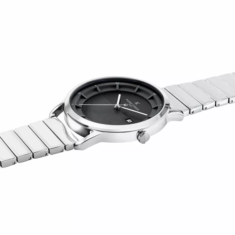 Pierre Cardin vīriešu analogais kvarca pulkstenis CLC.6006 - 43mm nerūsējošā tērauda korpuss, melna ādas siksniņa