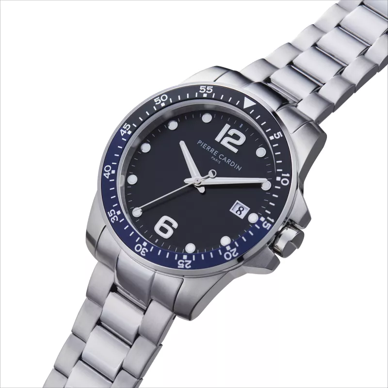 Pierre Cardin vīriešu analogais kvarca pulkstenis CNI.0030 40mm melns ciparnīca ādas siksniņa