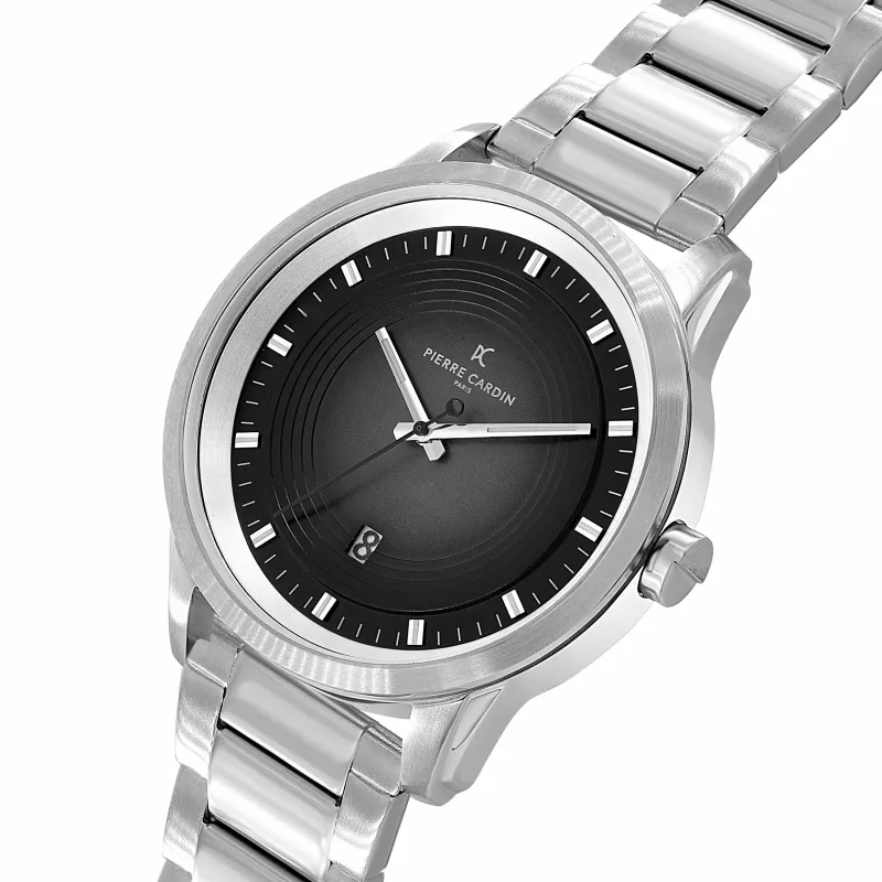 Pierre Cardin vīriešu kvarca analogais pulkstenis CCP.5024 - 45mm nerūsējošā tērauda korpuss, melns ciparnīca, melna ādas siksniņa