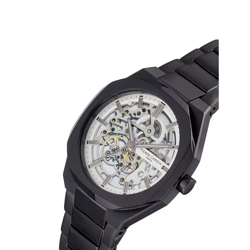Pierre Cardin Vīriešu Kvarca Analogais Pulkstenis CF.1002.MB 42mm Melns Nerūsējošais Tērauds Milānas Siets
