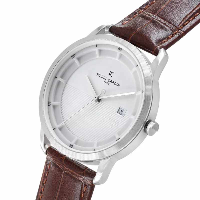 Pierre Cardin vīriešu kvarca analogais pulkstenis CLC.6000 43mm nerūsējošā tērauda korpuss melns ādas siksniņa