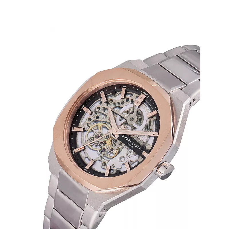 Pierre Cardin vīriešu kvarca pulkstenis CF.1002.MU 42mm nerūsējošais tērauds melns ciparnīca ādas siksniņa