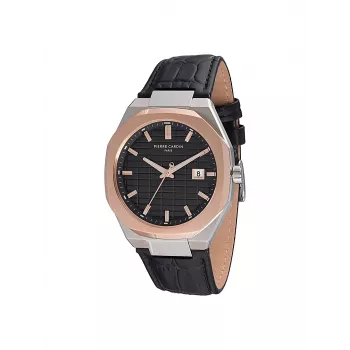 Pierre Cardin Vīriešu Pulkstenis CF.1000.LB.1 42mm Nerūsējošais Tērauds Kvarca Analogais Melns Ciparnīca Ādas Siksniņa